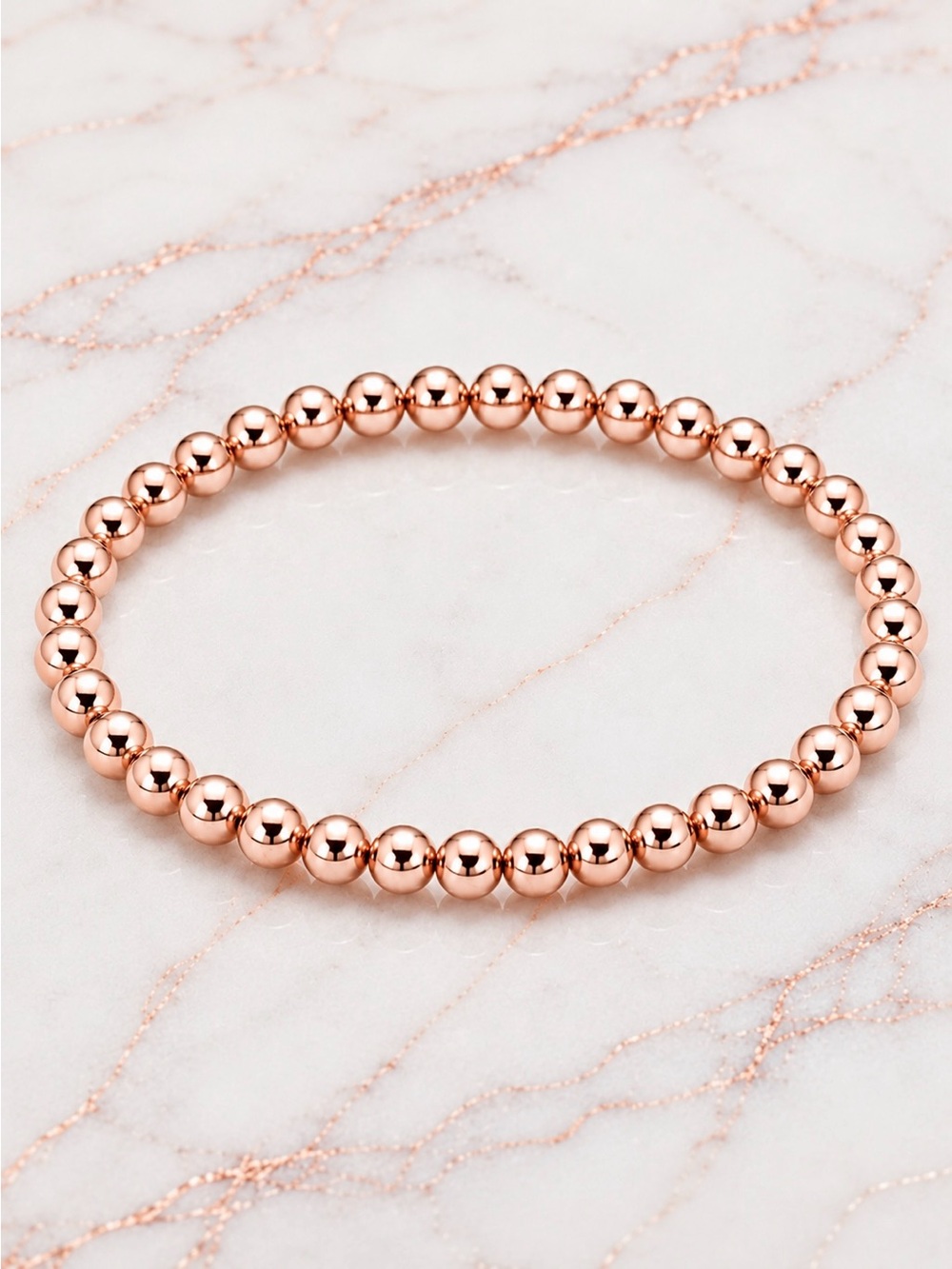 Classic 14K Rose Gold Filled 6mm Beaded Bracelet